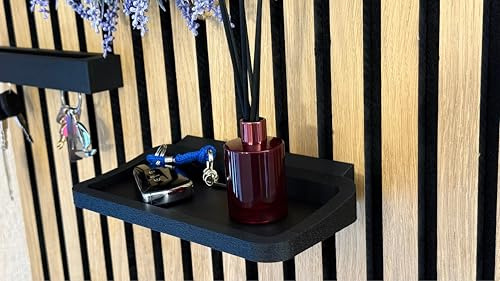 Svävande hylla för akustiska paneler – kan monteras utan borrning – matt svart – vägghylla med QuickFix-hållare