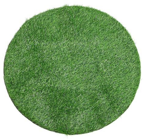 BESPORTBLE Tapis de Gazon Artificiel Rond 100 CM Diamètre Gazon Synthétique Vert 25 CM D’Épaisseur pour Décoration Extérieure Plaque D’Égout Terrasse et Jardin Tapis Résistant et