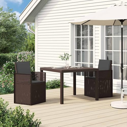 YunCangg trädgårdsmatrumsstolar, 2 stycken bruna och antracit av robust PP med fällbart ryggstöd, väderbeständig och UV-beständig, perfekt som balkongstol, terrassstol