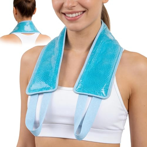 NEWGO Ice Pack for Neck Pain Relief, FSA Eligible, Neck Ice Pack Wrap for Cervical Pain Relief, Office Pressure, Sports Injuries, Swelling - 24.8 x 4.13