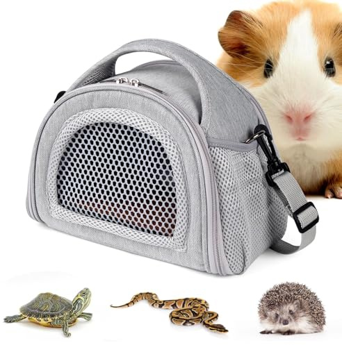 YUDODO Hamster Carrier Guinea Pig Carrier Bag Small Animal Sugar Glider Pouch Gerbil Hedgehog Portable Travel Carrier Outdoor Hangbag Flying Squirrel Rat Carrier Grey