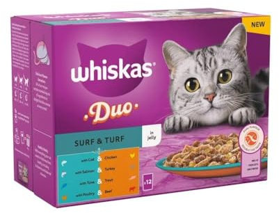 Whiskas 1+ Adult Duo Surf & Turf In Jelly Pouches 12 x 85g