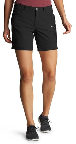Eddie Bauer Women's Fixed Waist Active Performance Rainier Shorts, Black, 16