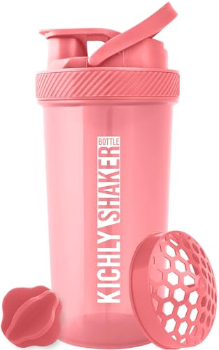 KICHLY Shaker Bottle (800 ml) Plastic Protein Shaker Bottle with Mixing Ball - Non-Leak Cap – Perfect Fitness & Workout Partner, Pink - Pack of 1