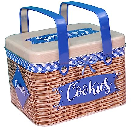 Alipis Caja De Galletas y Dulces Con Mango - Lata De Metal Rectangular