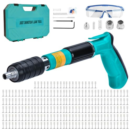 DkevEu Pistola Sparachiodi con 220 Chiodi per Sparachiodi, Pistola Chiodi Parete Rivettare Strumento, Chiodatrice Decorativa per Calcestruzzo, Manuale per Unghie in Acciaio Regolabile a 5 Velocità