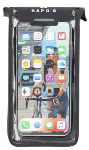Hapo-G - Sacoche Smartphone Noire 100% Waterproof - Fixation Multi-Supports -Tactile - Compatible Écrans 5,4 à 6,7 - Fixation Magnétique Universelle - Verrouillage Déverrouillage en Un Clic