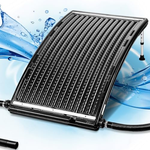 Jaxguom Chauffage solaire de piscine 2026 - Panneau solaire - 113 x 65 x 35 cm - Hauteur réglable - 10 000 l/h - Raccordement 32-38 mm - Chauffage de piscine extensible - Pour eau chaude, douche de