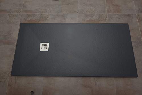 Plato ducha resina textura pizarra Slate. 70x100 cm. Blanco Ral. 9003