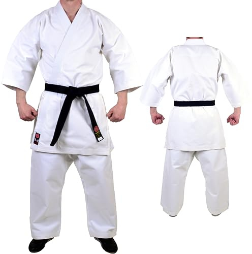 MAR | Karate Gi Uniform for Kids & Adults Sparring Training & Competition Japanese Cut 14oz Heavyweight Canvas Fabric Traditional Kata Suit Reinforced Stitching & Drawstring Trousers (1/240)