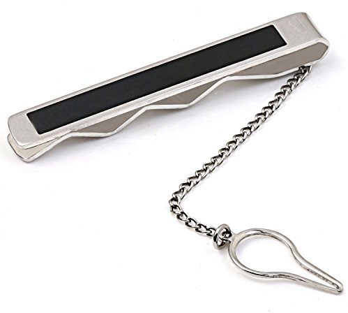 DonDon Herren Krawattenklammer Krawattennadel – Silber schwarz