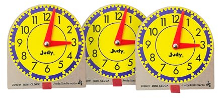 Carson Dellosa 12PC Judy Clock Set, 4 x 4 Mini Clocks for Kids Learning to Tell Time, Teaching Supplies for Classroom, Homeschool, and Circle Time Learning Center