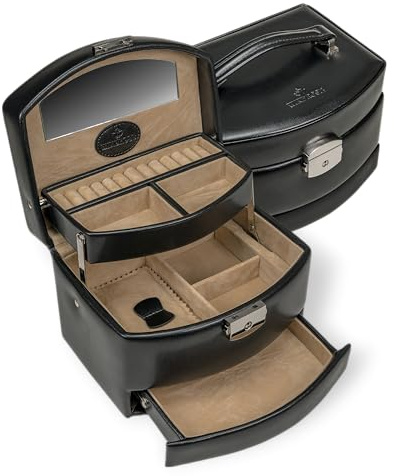 Windrose Automatik-Schmuckkoffer Merino Moda (schwarz-legacy)