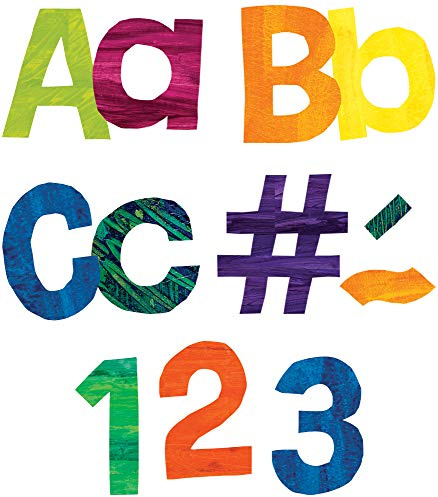 World of Eric Carle 219 Colorful Bulletin Board Letters for Classroom, Eric Carle Numbers & Letters Bulletin Board Cutouts, Colorful Cutouts for Bulletin Board, Cork Board, Chalkboard, Classroom Décor