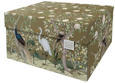 Dutch Design Brand Dekorative Aufbewahrungsboxen mit Deckel – Größe: 38,9 x 31,8 x 21,1 cm – FSC zertifizierter recycelbarer Karton (Druck: Golden Paradise)