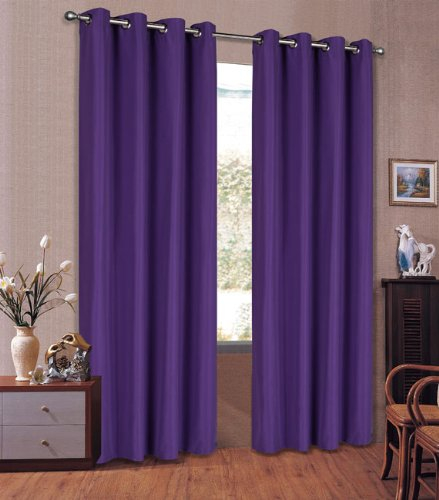 Vorhang Blickdicht Schal, 2 Stück 245x140 (HxB) Matte unifarbene Gardine mit Ösen, Lila Material aus Microsatin Micofaser-Gewebe., 204050