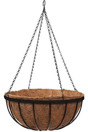Smart Garden 35cm 14 Inch Metal Saxon Metal Hanging Basket Black Planter Liner