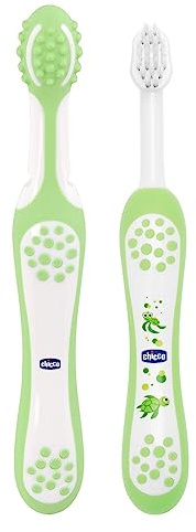 Chicco - Cepillo de dientes de aprendizaje, incluye masajeador + cepillo, 4 m+