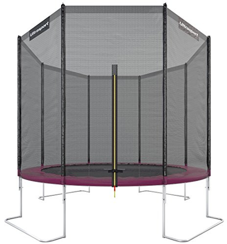 Ultrasport Trampolino da Giardino Jumper, Ø 305 cm, Compreso Il Tappetino per Saltare, Molle, Rete Sicurezza, Posta Rete Imbottita e paraspigoli, Resistente intemperie, carico Massimo 160 kg, Rosa