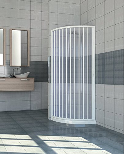 Mampara ducha semi-circular extensible en PVC apertura lateral, una hoja, 80 x 80 cm, Altura 185 cm, Blanco