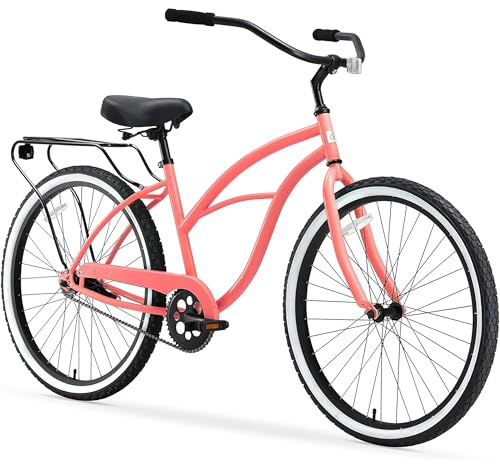 sixthreezero Around The Block Women's Beach Cruiser Bike, Hybrid Bicycle with Rear Rack