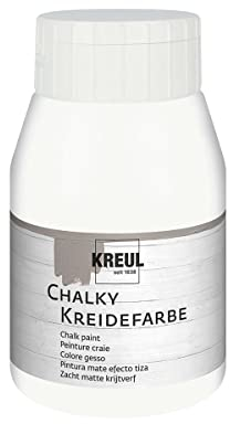 KREUL 75111 - Chalky Kreidefarbe, White Cotton, 500 ml Kunststoffflasche, sanft - matte Farbe, cremig deckend, schnelltrocknend, für Effekte im Used Look