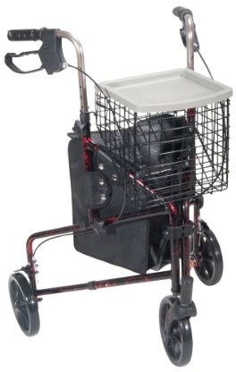 Drive Medical 10289RD Deluxe Foldable Rollator Walker, Black/Red