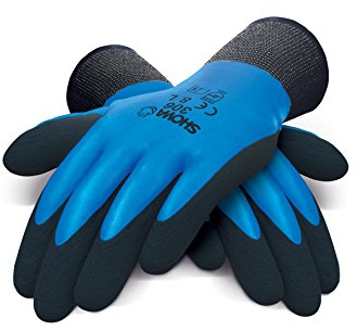 Showa Sho3063 Latex Gripper Gloves, Single Pair, 8/LARGE, Blue/Black