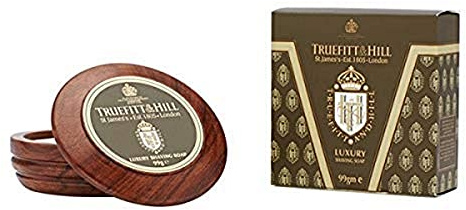 Truefitt & Hill Luxury Shaving Soap in Acacia Wood Bowl - Traditional - Hydrating, Rich Lather for a Closer, Smoother Shave, Gentle on Sensitive Skin, Perfect for Refills - 3.3 oz.