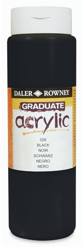 Daler-Rowney Graduate Acrylic Paint, Plastic Bottle, 16.91oz - 500 ml, Black