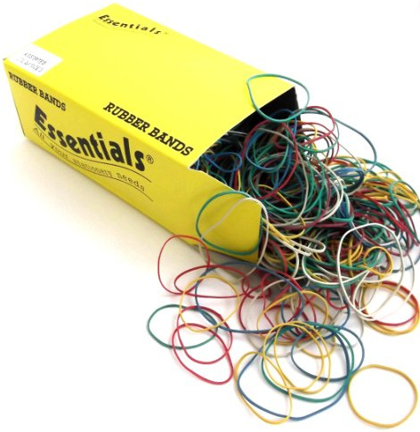 Whitecroft Essentials Rubber Bands - Assorted Sizes/Colours (Box of 454g)
