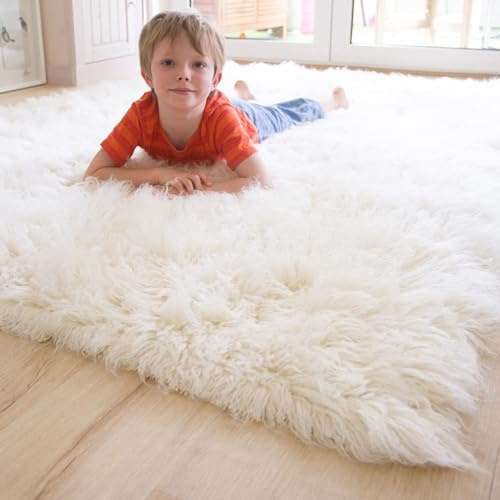 Steffensmeier Flokati 1500 Teppich Natur Kult Shaggy Teppich Hochflor Langflor neu Neuseeland 100% Schurwolle, Größe: 140x200 cm