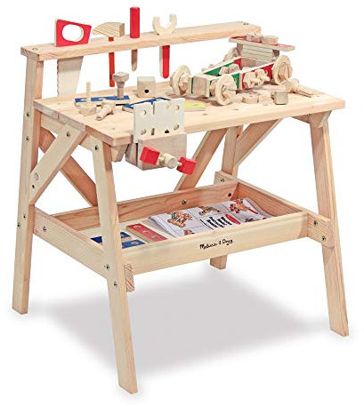 Melissa & Doug 2369 n.a Solid Wood Project Workbench Play Building Set, Wooden, Red
