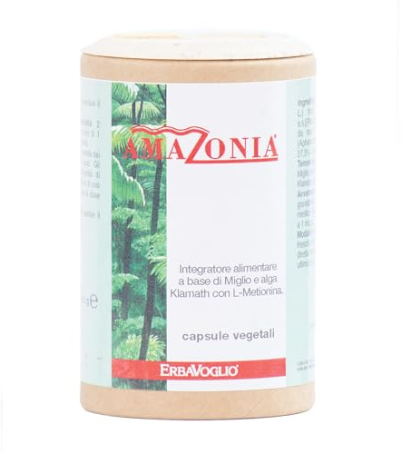Erbavoglio Amazonia - Integratore Alimentare - 60 Capsule - A Base di Miglio, Alga Klamath ed L-Metionina per il Benessere di Unghie e Capelli