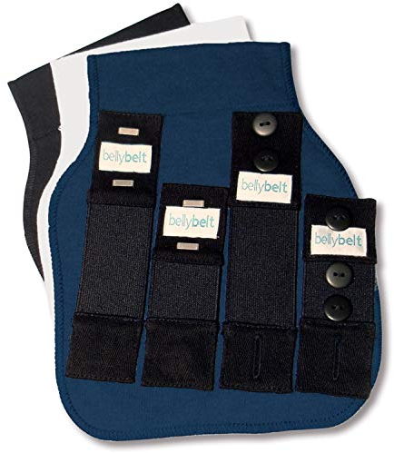 Fertilemind - Belly Belt- Ceinture de Grossesse - Ajusteur élastique de pantalon - Blanc/Noir/Denim