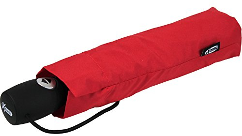iX-brella Leichter Solider Taschenschirm mit Auf-Zu-Automatik - mid Class - rot