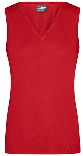 James & Nicholson Damen V-Pullunder - Tailliert geschnittener Pullunder mit tiefem V-Ausschnitt | Farbe: red | Grösse: M