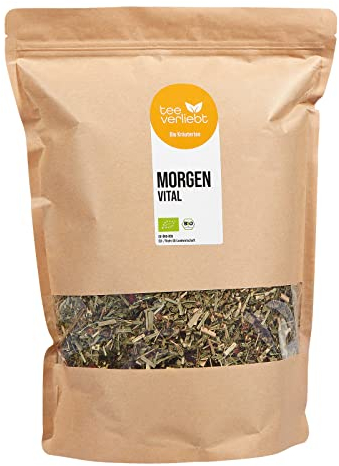 teeverliebt - Bio Kräutermischung Morgenvital I loser Kräuter-Tee frisch & harmonisch mit Zitronengras, Hibiskus & Pfefferminz I heiß & kalt ein Genuss I kontrolliert biologischer Anbau I 1 kg
