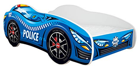 Topbeds Letto a 1 piazza per bambini a forma di auto, con materasso