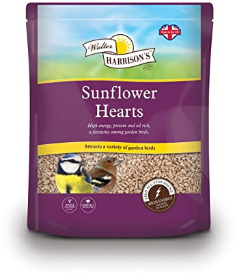 Walter Harrison's Sunflower Hearts for Wild Birds, 4 kg (Pack of 1) | No Mess Formula, High Energy Snack, Rich in Oils, Easy to Feed, Natural Food Choice
