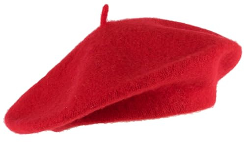 Hat To Socks Basco Francese in Misto Lana – Basco Classico Unisex Stile Artista Militare in Colori Tinta Unita (Rosso)