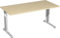 Gera Möbel C Fuß Flex Schreibtisch höhenverstellbar, Holzdekor, ahorn/Silber, 180 x 80 x 72 cm