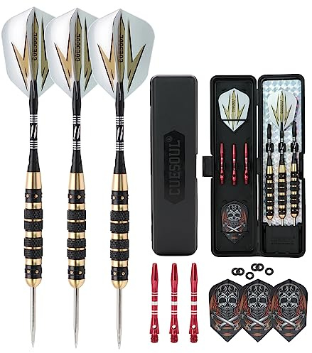 CUESOUL Archer 20 Gramos Punta de Acero Dardos - Negro Recubrimiento Barriles de Viento Metal