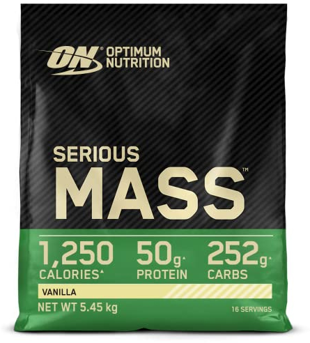 Optimum Nutrition Serious Mass Weight Gainer Pulver, Geschmack Vanilla, 5.45kg, 16 Portionen