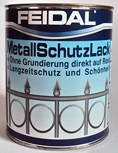 Feidal Metallschutzlack , 3 in 1 Rostschutz , Grundierung u. Lack in einem , Farbton Dunkelgrün, glänzend , / 750 ml , Streichbar direkt auf Rost / Speziallack f. Handwerk u. Industrie / f. Eisen u. Stahl
