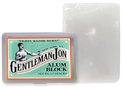 Gentleman Jon 3.7 Ounce Alum Block in Plastic Case - Upgrade Your Shave - Soothing Aftershave Solution for Shaving Razor Burn Relief - Travel Friendly Durable Plastic Case Included, Aftershave for Men