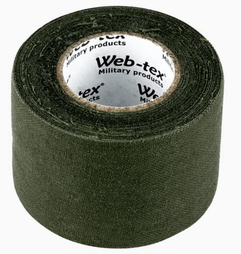 Web-tex - Cinta Adhesiva de Tela Muy Resistente - Ideal para Conseguir un Efecto Camuflaje - 10 Metros - Verde Oliva