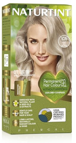 Naturtint Permanent Hair Colour Gel 10A Light Ash Blonde, Plant Enriched, Biobased, Ammonia Free, Long Lasting Grey Coverage and Radiant Colour, Nourishment and Protection