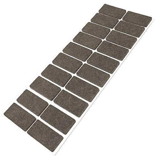 Adsamm® / 20 x deslizantes de Fieltro autoadhesivos/Marrón / 20x40 mm/Rectangular/Deslizantes de Fieltro para Muebles de 3,5 mm de Grosor/Deslizantes para Muebles y Suelos