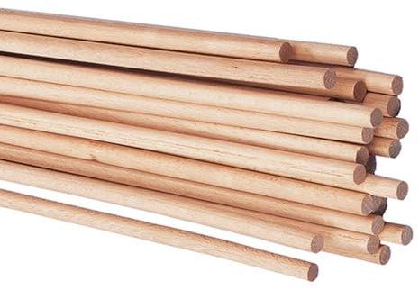 Party Discount Rundstäbe, 1m Länge, 10 Stück, Holzstäbe aus Buche, astfrei, für diverse Bastelarbeiten, Dekoration, Garten (8mm)